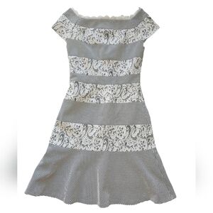 Alberto Makali-New York White/Black Off Shoulder Size M